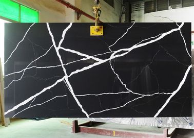 Αδιάβροχος κατασκευασμένος μαύρος χαλαζίας Stone με άσπρο SGS NSF φλεβών εγκεκριμένο