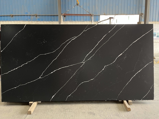 Άσπρο φλεβών Calacatta αντίθετο τοπ Countertop πλακών χαλαζία πέτρινο μαύρο μαρμάρινο για Countertop κουζινών